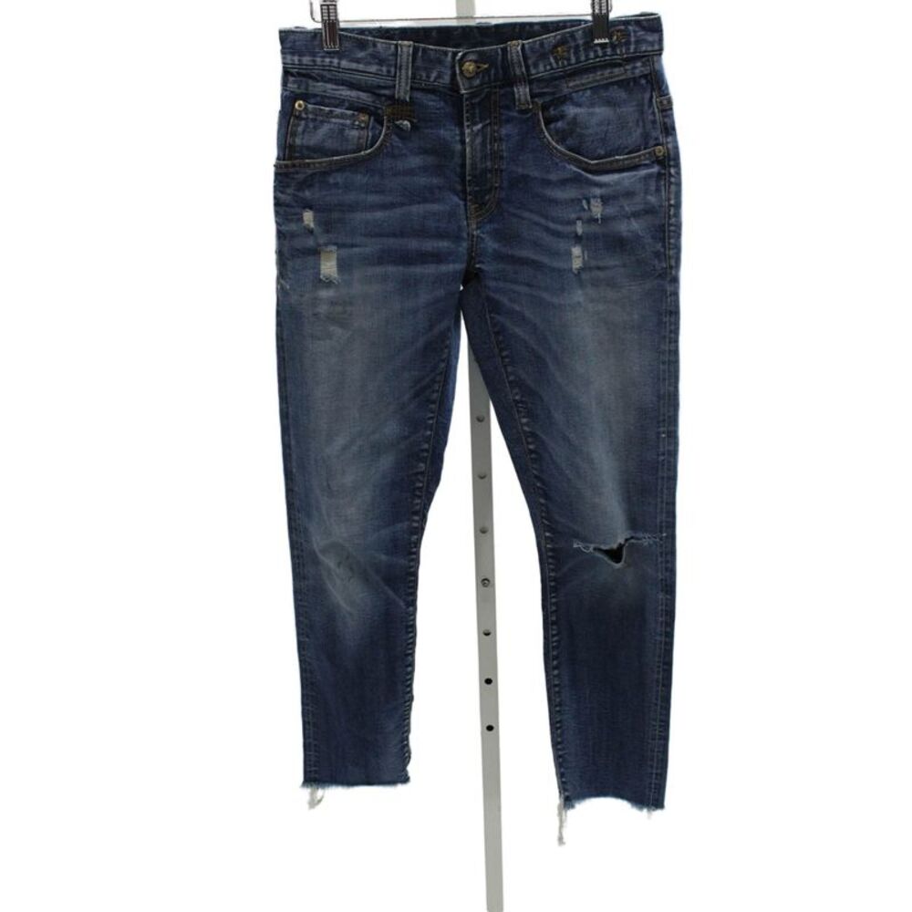 R13 Unisex Boyfriend Jeans Blue High Rise Cotton Blend Size 29